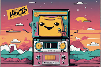 create unique cartoon album cover, mixtape illustration