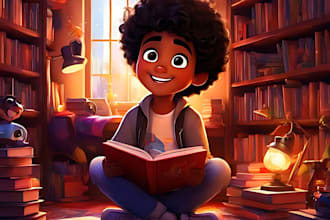 create beautiful african american children book illustration