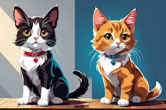 draw vector illustration dog cat animal pet cartoon portrait