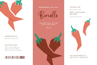 create a pixel perfect packaging red and white homemade chilli oil label