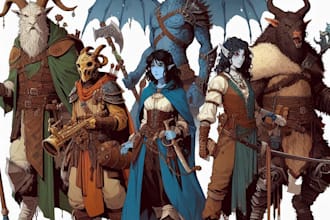 draw a dnd characters and party for you