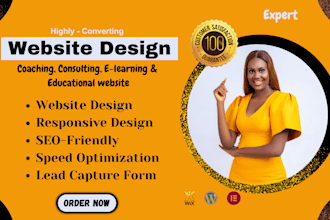 design a professional coaching, consultant, elearning, and educational website
