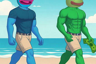 draw cool meme art pepe character crypto art with meme video memefi