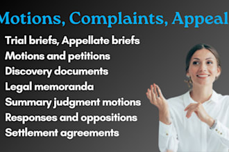 do legal motions, lawsuits, complaints, appeals, briefs, response to motion