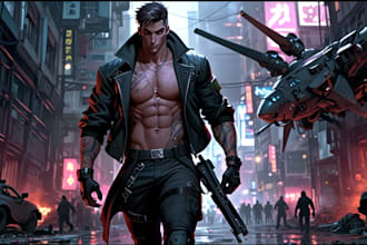 design a futuristic cyberpunk character for your project