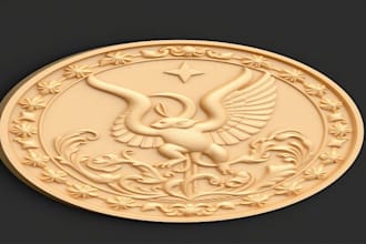 sculpt custom 3d coin, character portrait model,bas relief cnc coin logo design