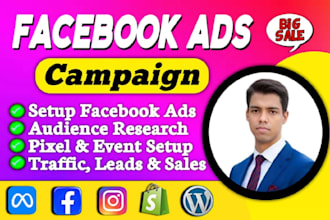 set up facebook ads campaign, fb advertising, instagram ads for sales and lead