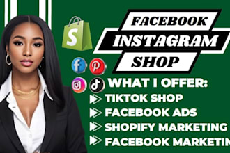 setup and optimize tiktok shop, facebook and instagram shop, tiktok ads