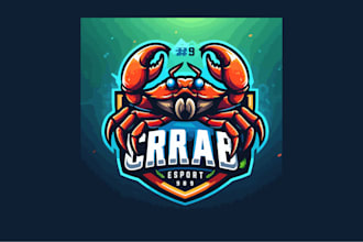 do crab esport mascot logo with a creative concept