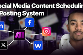 build a social media content scheduling, posting system with makecom
