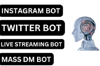 develop instagram API bot, tiktok API bot, youtube API bot, telegram API