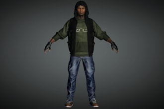 3d realistic human character, human photo to 3dsculpt, rig3d ue model texture