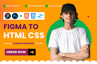 convert figma, psd to HTML CSS js using tailwind CSS or bootstrap