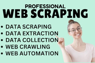 do expert web scraping webcrawler, premium data extraction, data mining entry