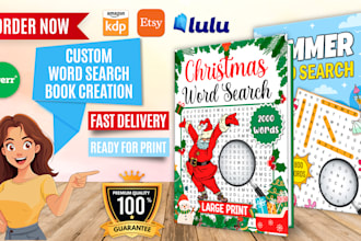 make custom word search puzzles with interiors and covers for KDP