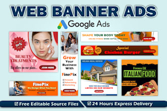 design 3 stunning web banner ads, display ads in 1 day