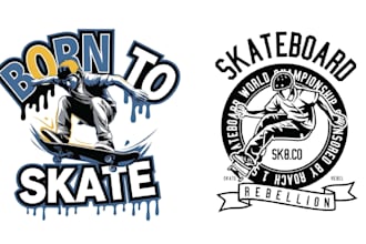 do vintage skull skate logo t shirt design