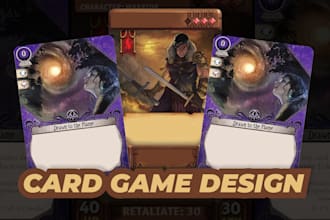 do card game design, board game, box design, icon, card game art