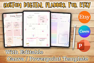 design hyperlinked custom digital planner for etsy