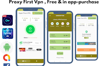 develop VPN app, first free servers with ads and in app purchase