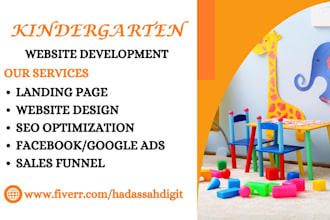 design kindergarten website, daycare, kindergarten website