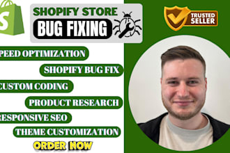do shopify custom coding bug fixing, troubleshooting, speed optimize design, SEO