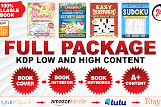 create activity puzzle book for amazon KDP word search crossword sudoku and more