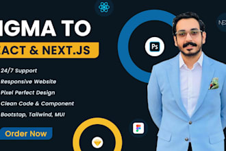 convert psd to react figma to react js or next js using tailwind css