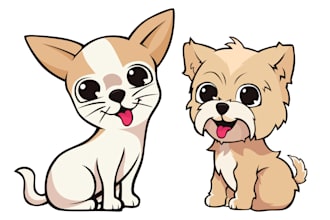 design your puppy pet logo in chibi style dog, cat or animal