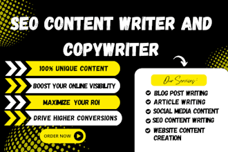 be your content writer, SEO article, blog post, and copywriter