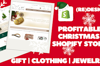 design or redesign a shopify gifts jewelry clothing store for christmas sales