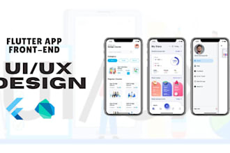 design flutter app front end for android ios and web