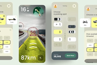 develop car part selling app, car store app, car statistics app, car parking app