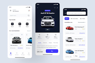 build car marketplace app, car dealership app, car auction app, car rental app