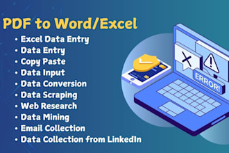 convert PDF to excel, data sourcing and collection
