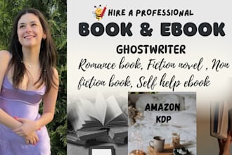 book writer, self help ebook writer fiction non fiction book romance ghostwriter