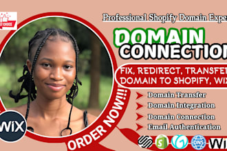 domain email authentication, connect, fix, redirect, transfer domain to shopify