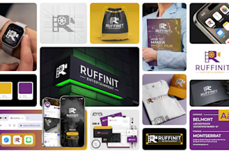 design business logo with brand identity guidelines and complete branding kit