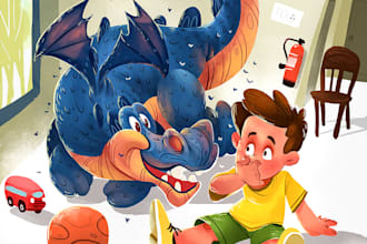 create children book illustration with book cover, children book illustration