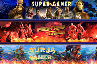design a professional gaming banner for youtube, twitch, or twitter