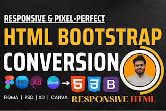 convert PSD to html, figma to html, xd to pixel perfect responsive HTML website