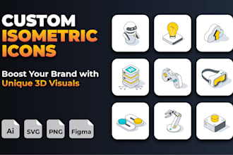design custom 3d isometric icons for website and app