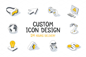 custom isometric icon design for websites and apps