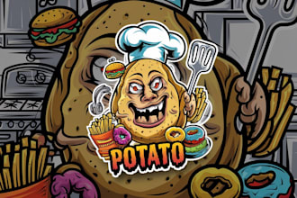 unique colorful mascot logo, creepy, lowbrow