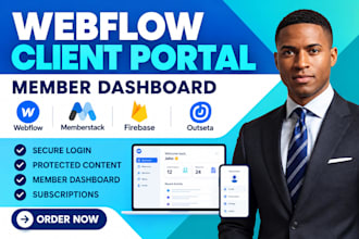 build a webflow client portal with memberstack, firebase or outseta