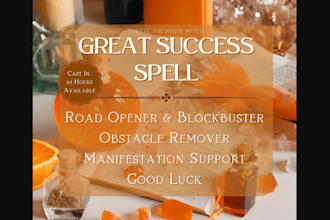 cast great success spell to remove obstacles give good luck with road opener