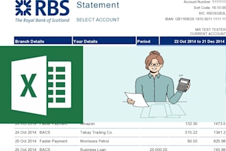 accurately copy your bank statements into microsoft excel