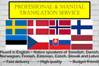 swedish, danish, norwegian, finnish, estonian, czech, slovak, latvian translate