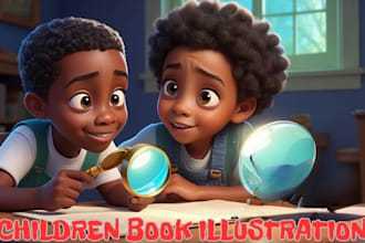 create african american children book illustration, book illustration story book