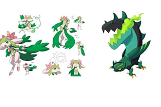 2d cartoon art caricature pokemon fakemon fanart trainer sprite sheet 2d card
